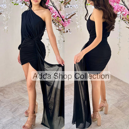 Vestido mesh asimétrico 🖤