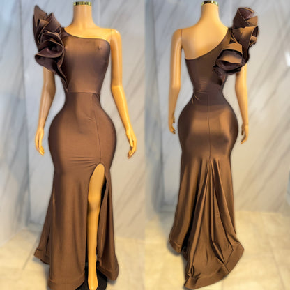 Vestido café licra satinada 🤎