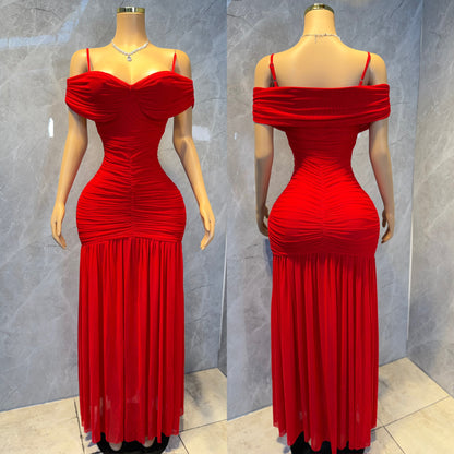 Vestido rojo mesh mangas ❤️