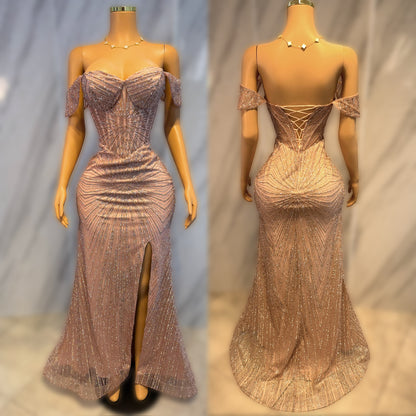 Vestido rose gold pedrería corset ✨