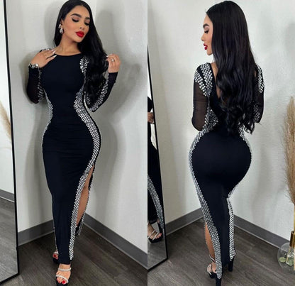 Vestido negro pedrería