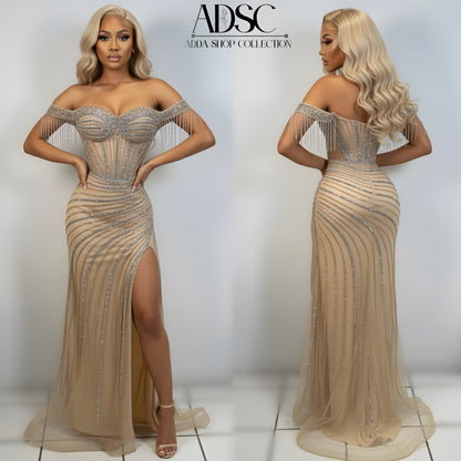 Vestido dorado/plata pedrería ✨