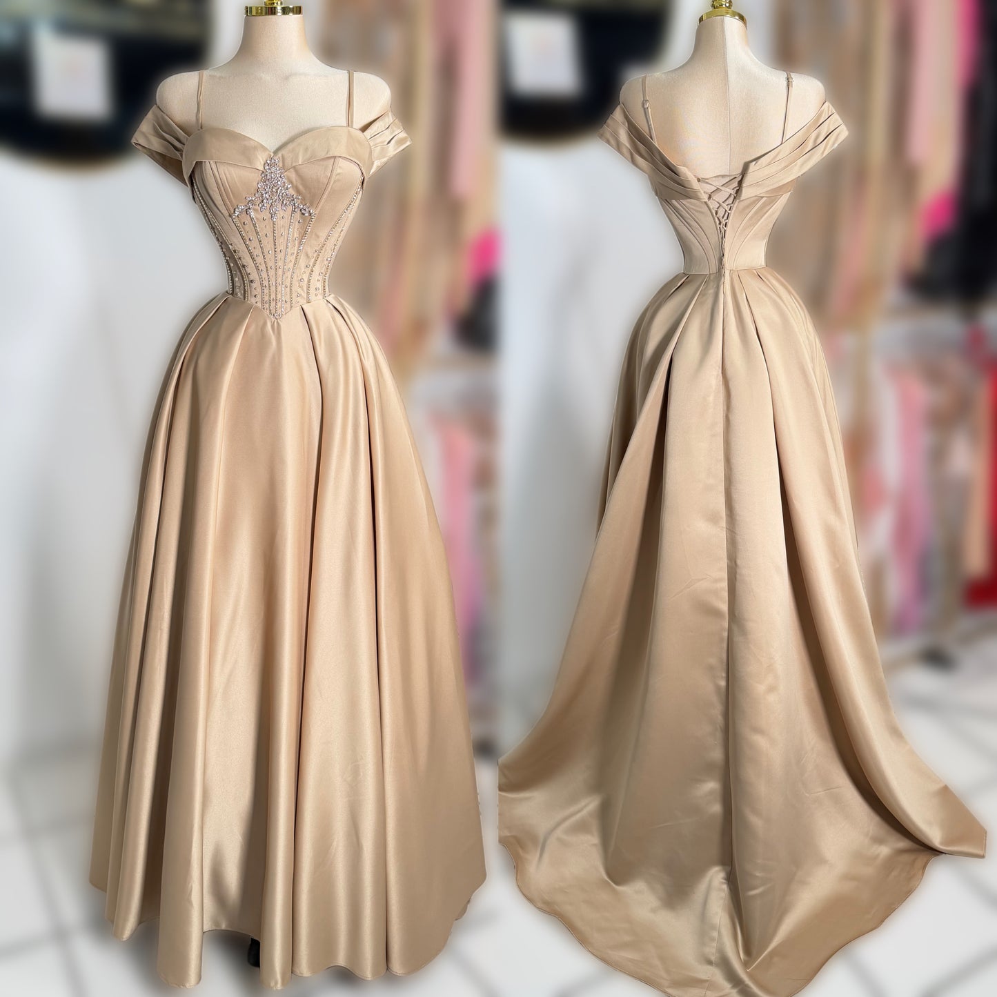 Vestido champagne corset ✨