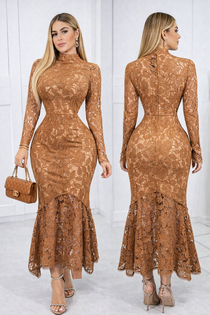 Vestido café encaje 🤎✨