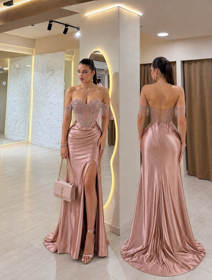 Vestido rose gold pedrería ✨🩷