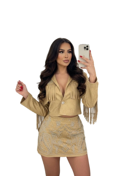 Conjunto gamuza beige