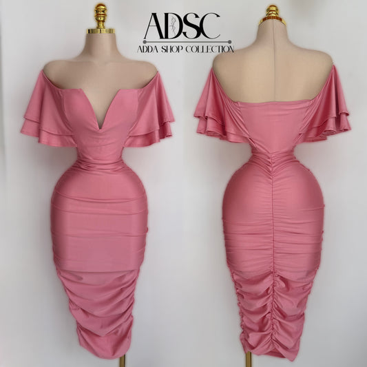 Vestido rosa licra satinada 💕