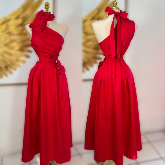 Vestido rojo flores ❣️