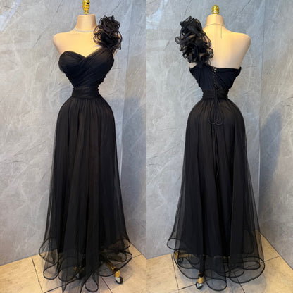 Vestido negro tulle y escarola 🖤
