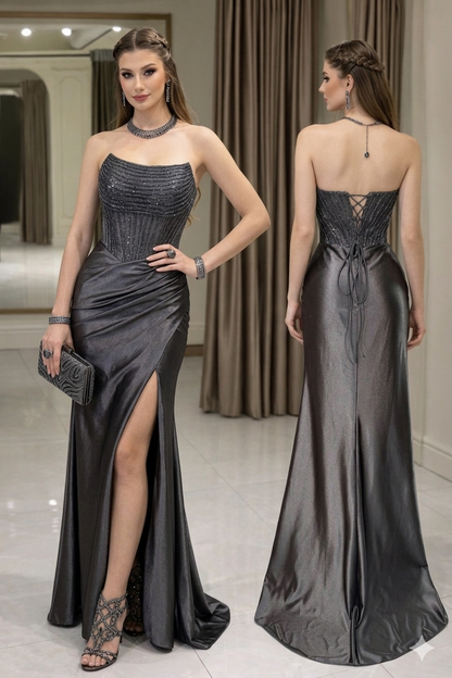 Vestido negro corset falda licra 🖤✨