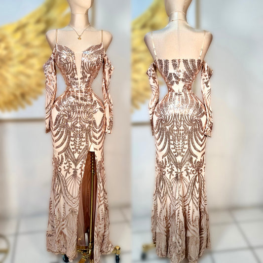 Vestido rose gold lentejuelas