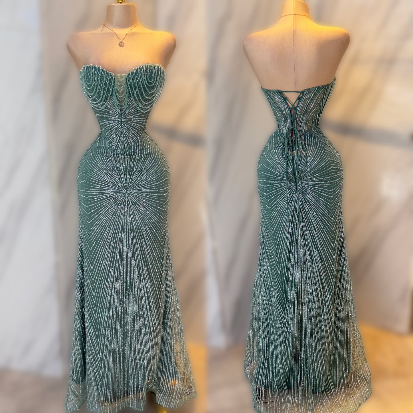 Vestido verde pedrería 🩵✨