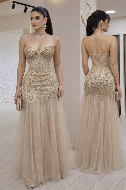 Vestido dorado lentejuelas tulle