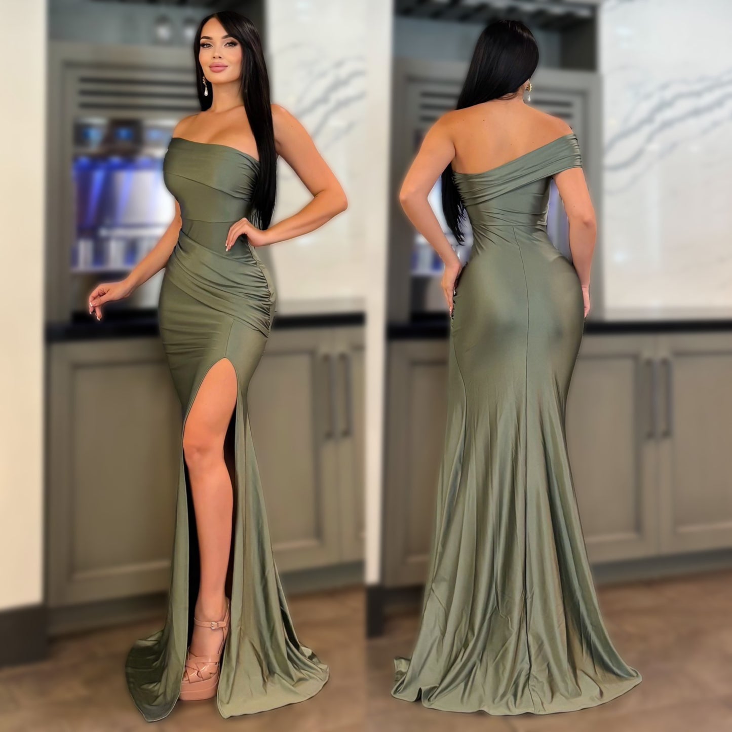 Vestido verde licra satinada 💚