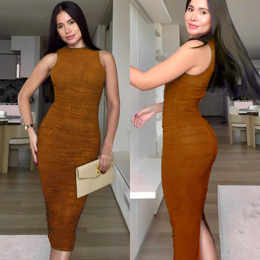 Vestido café mesh