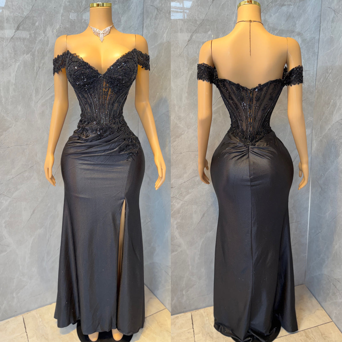 Vestido negro glitter corset 🖤✨