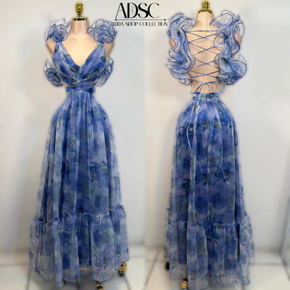 Vestido azul organza 💙