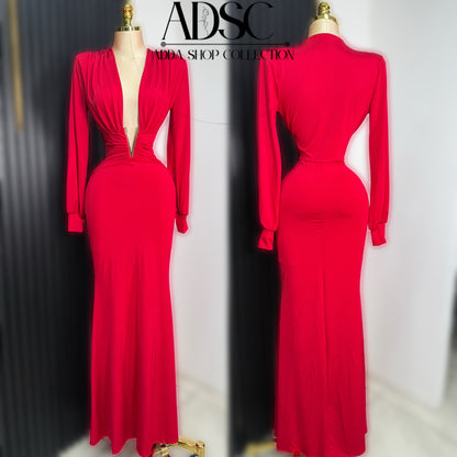 Vestido rojo licra escote V ❣️
