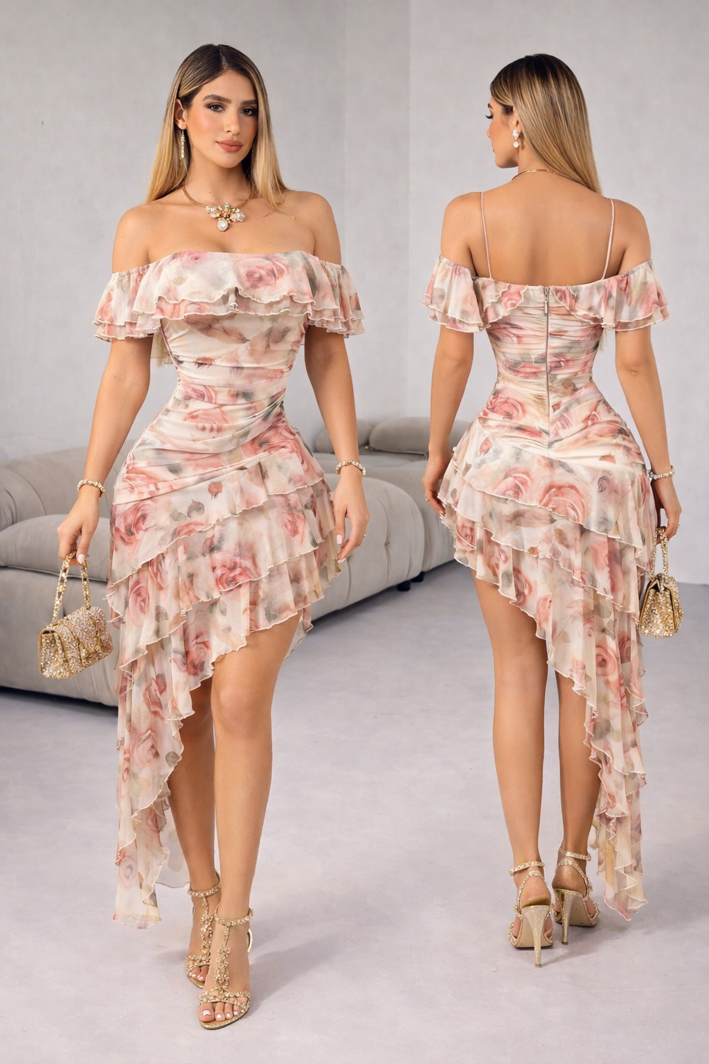 Vestido flores mesh 🤎