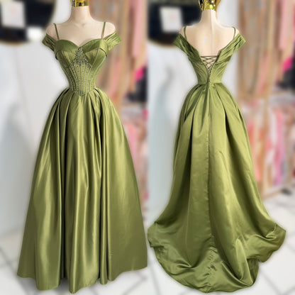 Vestido verde olivo corset ✨