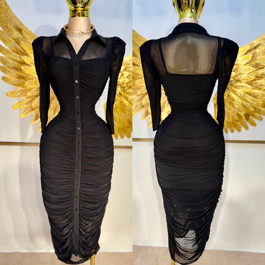 Vestido mesh manga larga 🖤