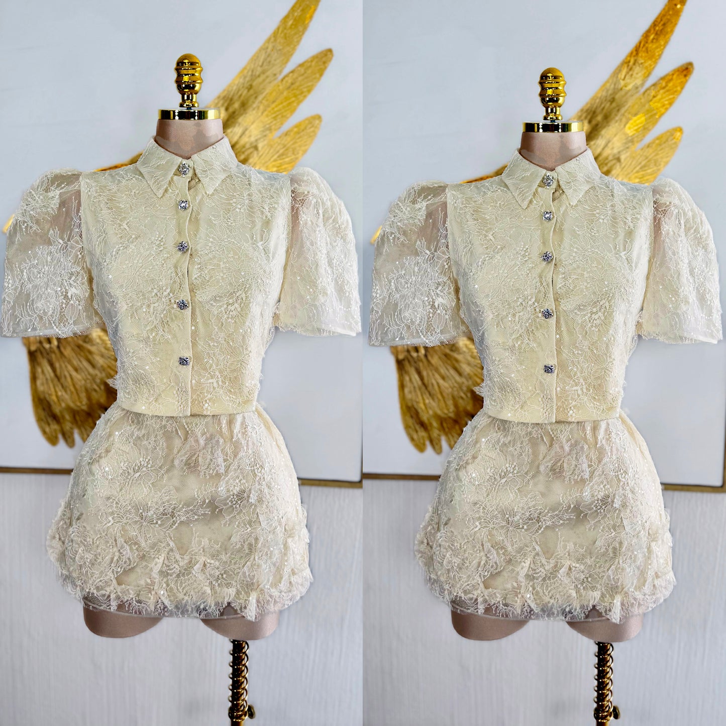 Conjunto beige lentejuelas