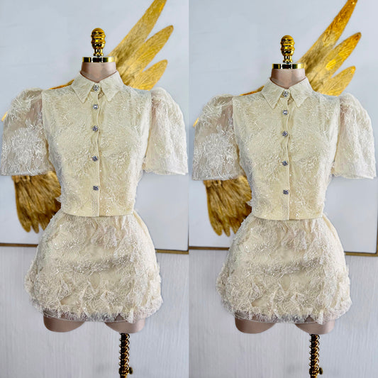 Conjunto beige lentejuelas