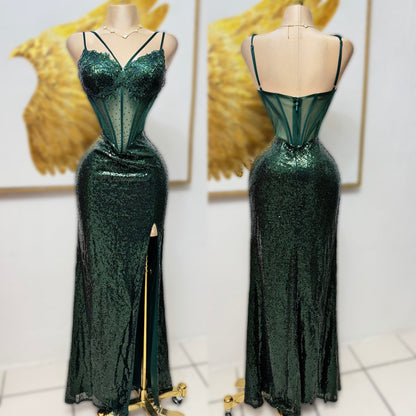 Vestido verde esmeralda pedrería y lentejuelas ✨