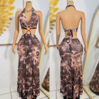 Vestido licra cuello halter 🤎