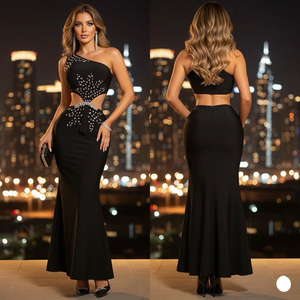 Vestido negro bandage pedrería ✨