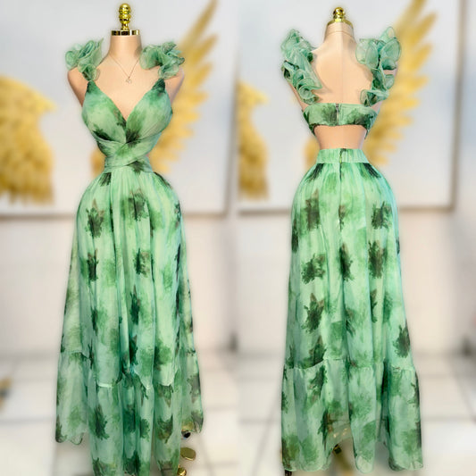Vestido verde olanes