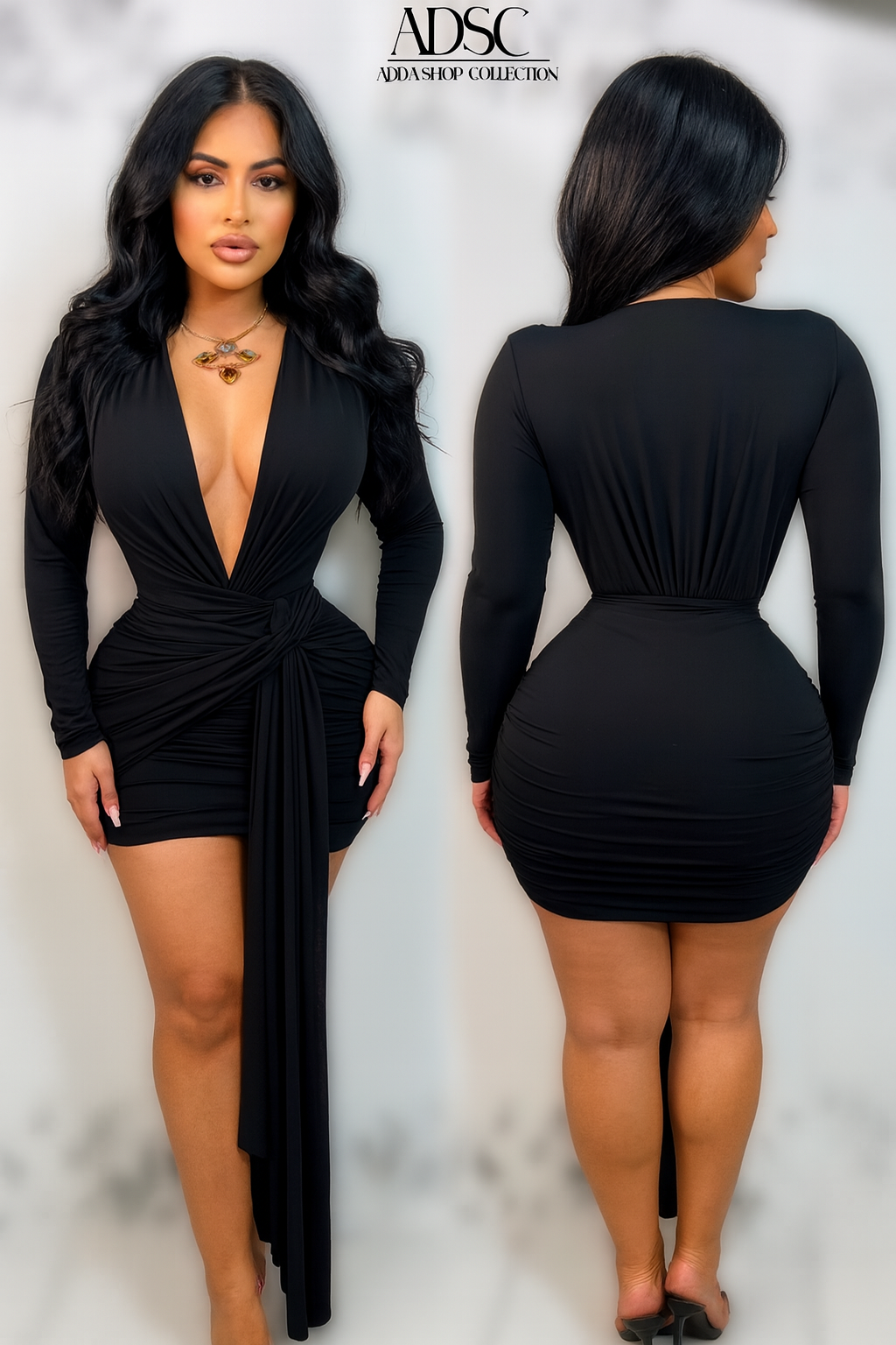 Vestido negro mesh manga larga 🖤