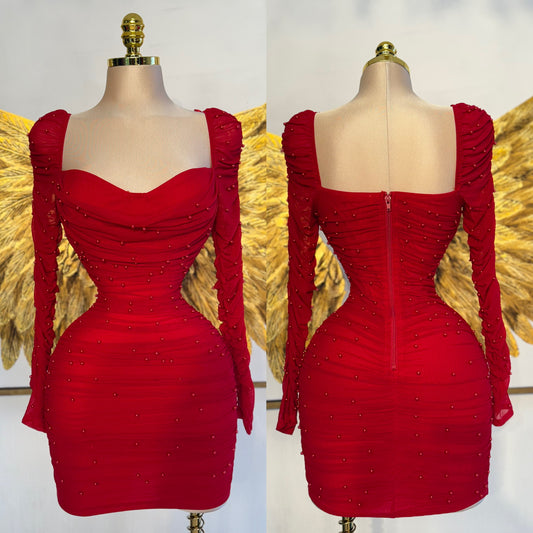 Vestido rojo perlas ❤️