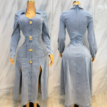 Vestido mezclilla botones dorados 🩵