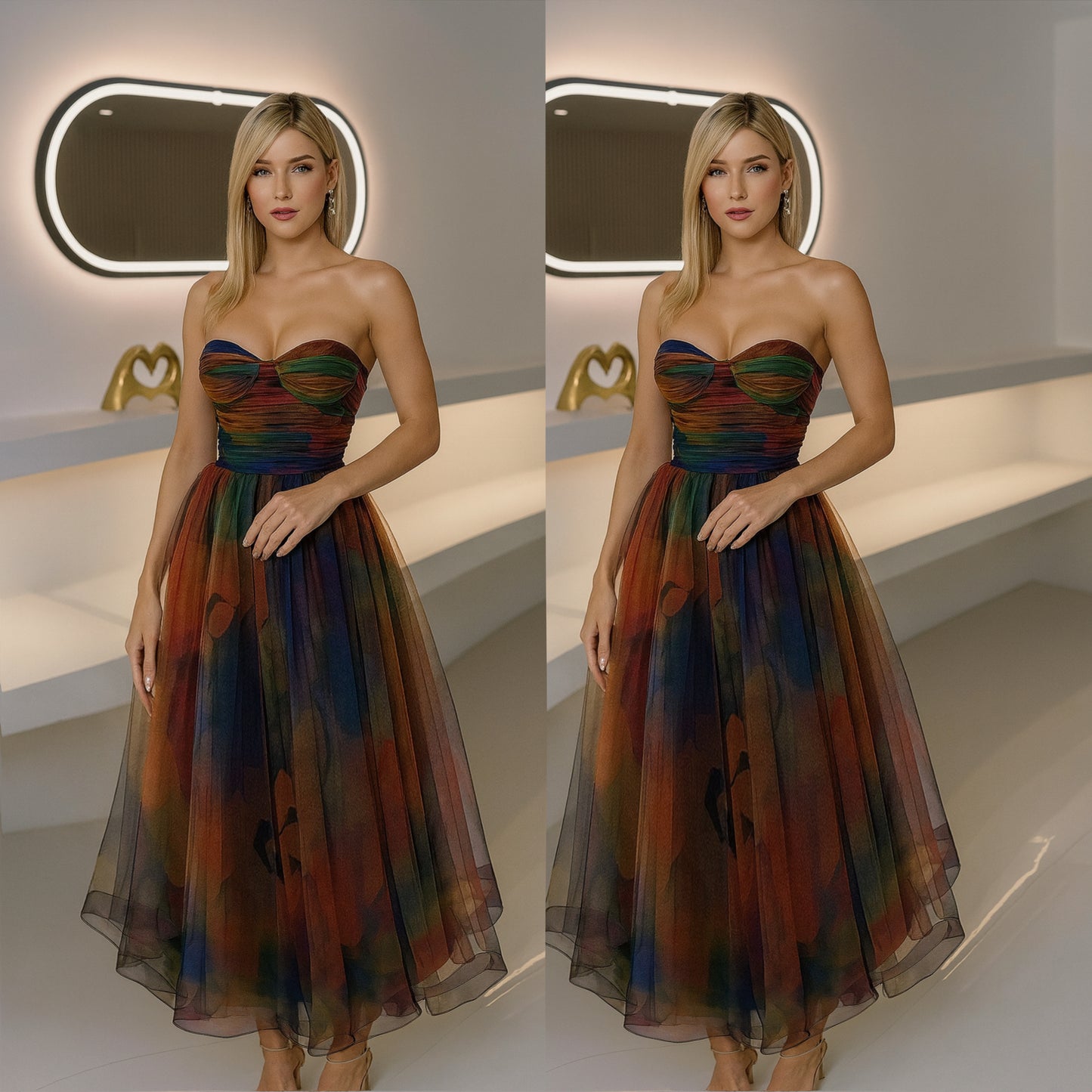 Vestido tulle multicolor 💚