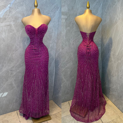Vestido magenta pedrería corset 🩷✨