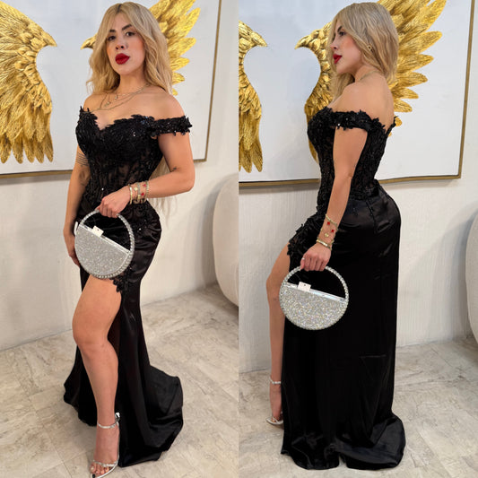 Vestido negro satín 🖤✨