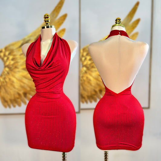Vestido rojo pedrería