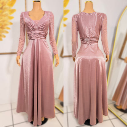 Vestido rosa palo satín pedrería 🩷