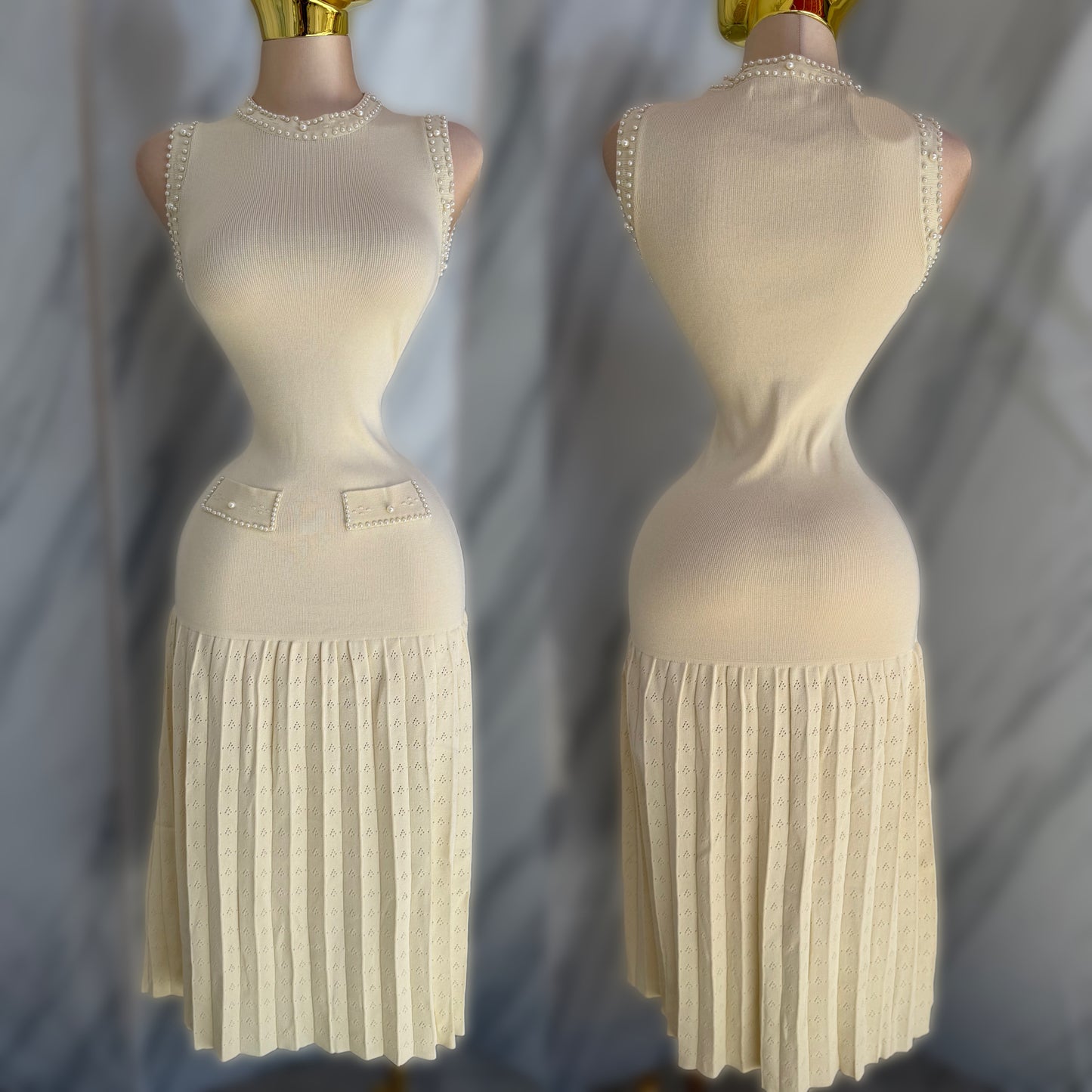 Vestido beige tela de punto 🤍