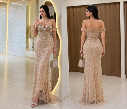 Vestido beige pedrería ✨