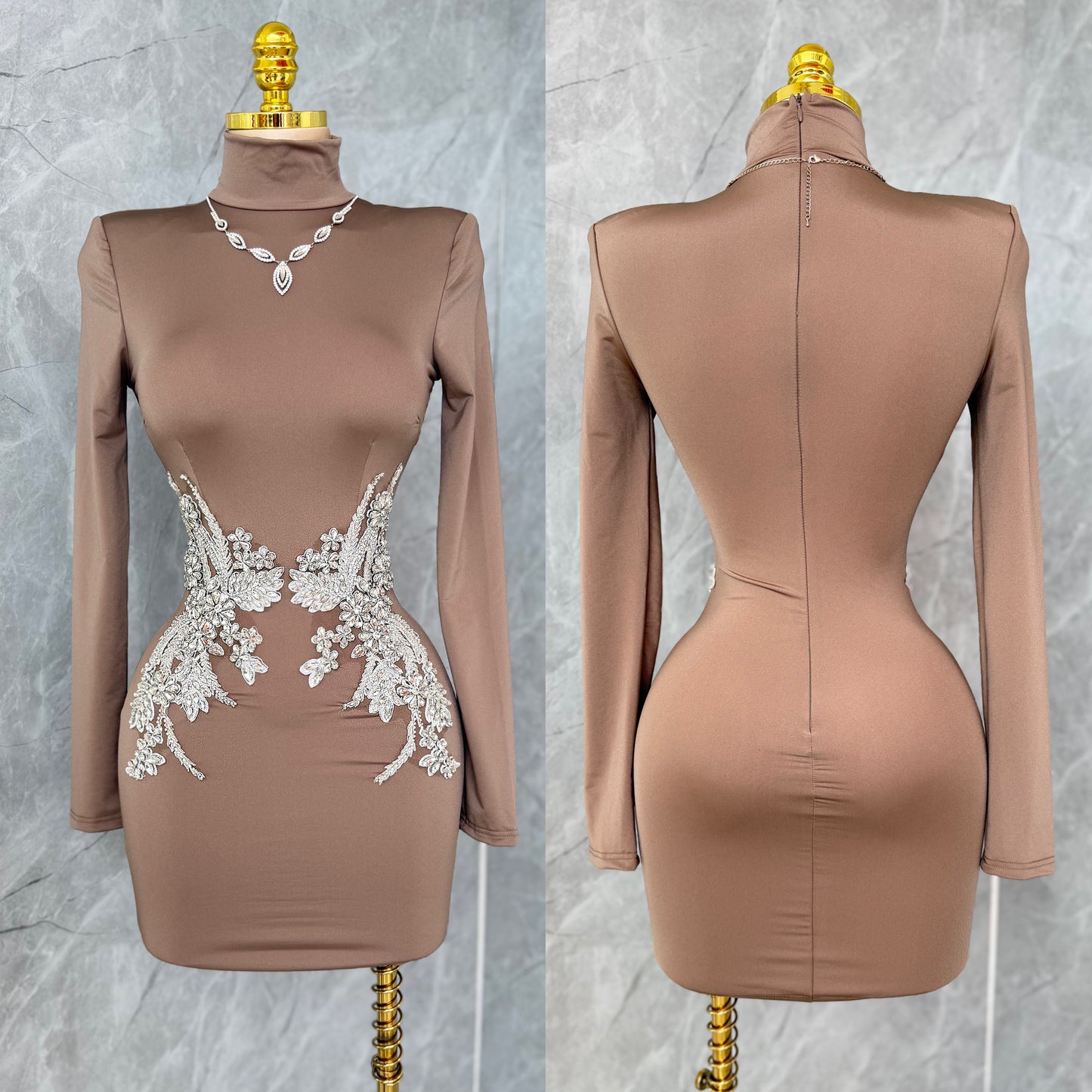 Vestido mocca pedrería ✨