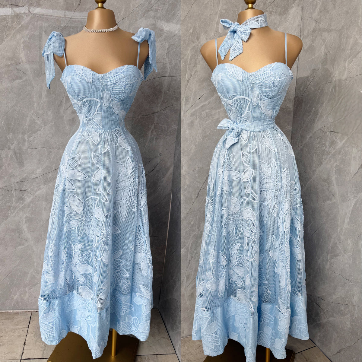 Vestido baby blue listones 🩵