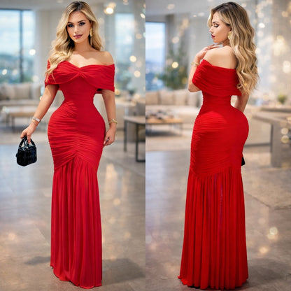 Vestido rojo mesh ❤️ mangas campesinas
