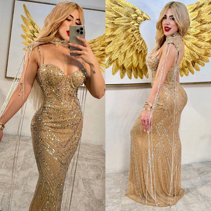 Vestido nude hombreras desmontables ✨