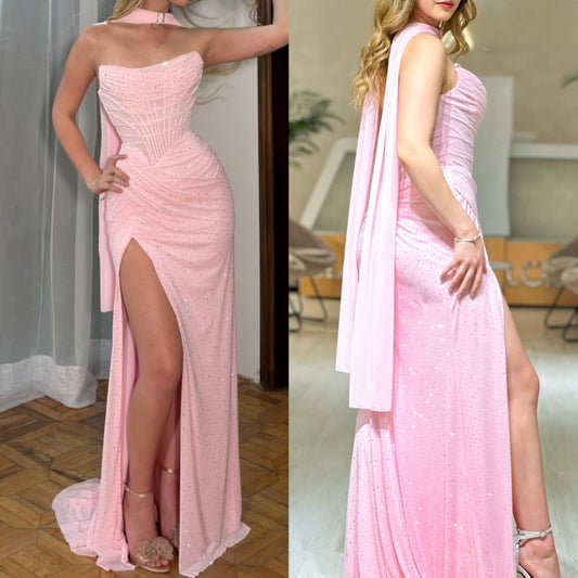 Vestido rosa pedrería corset 🩷✨