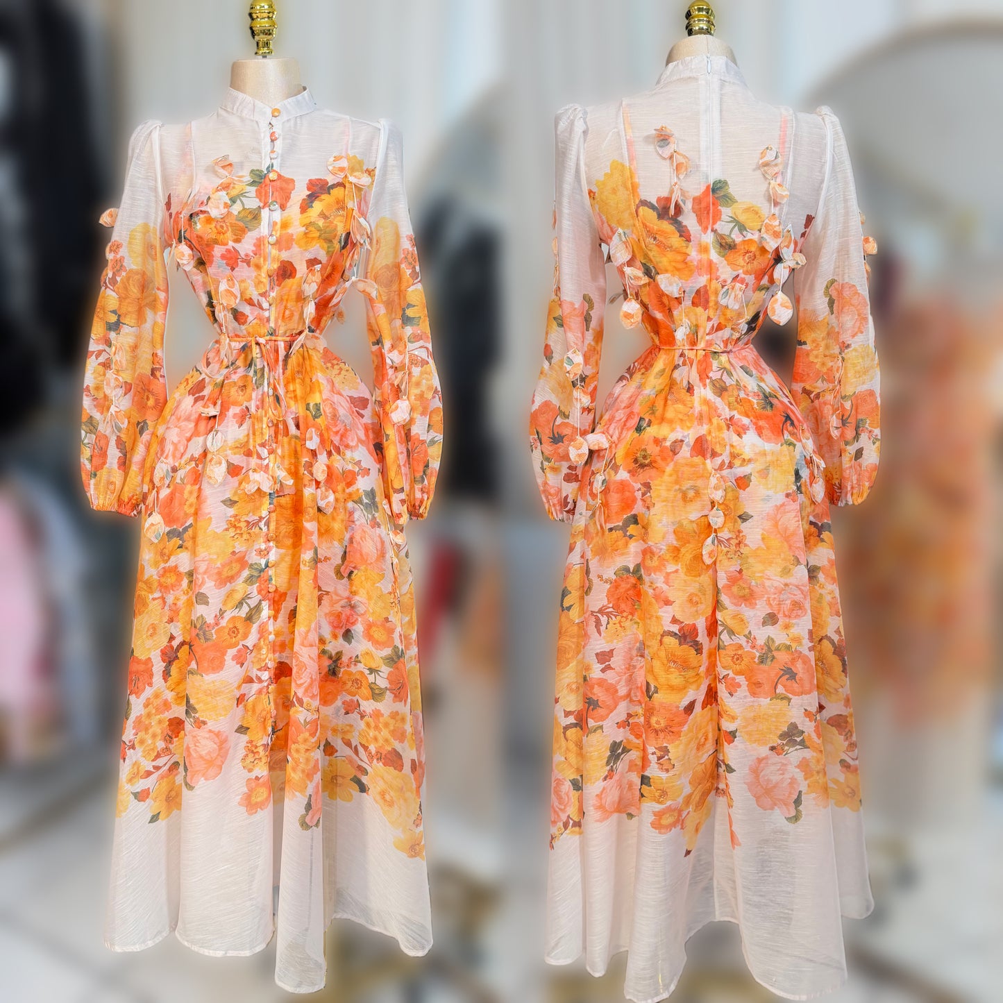 Vestido naranja pétalos 🧡