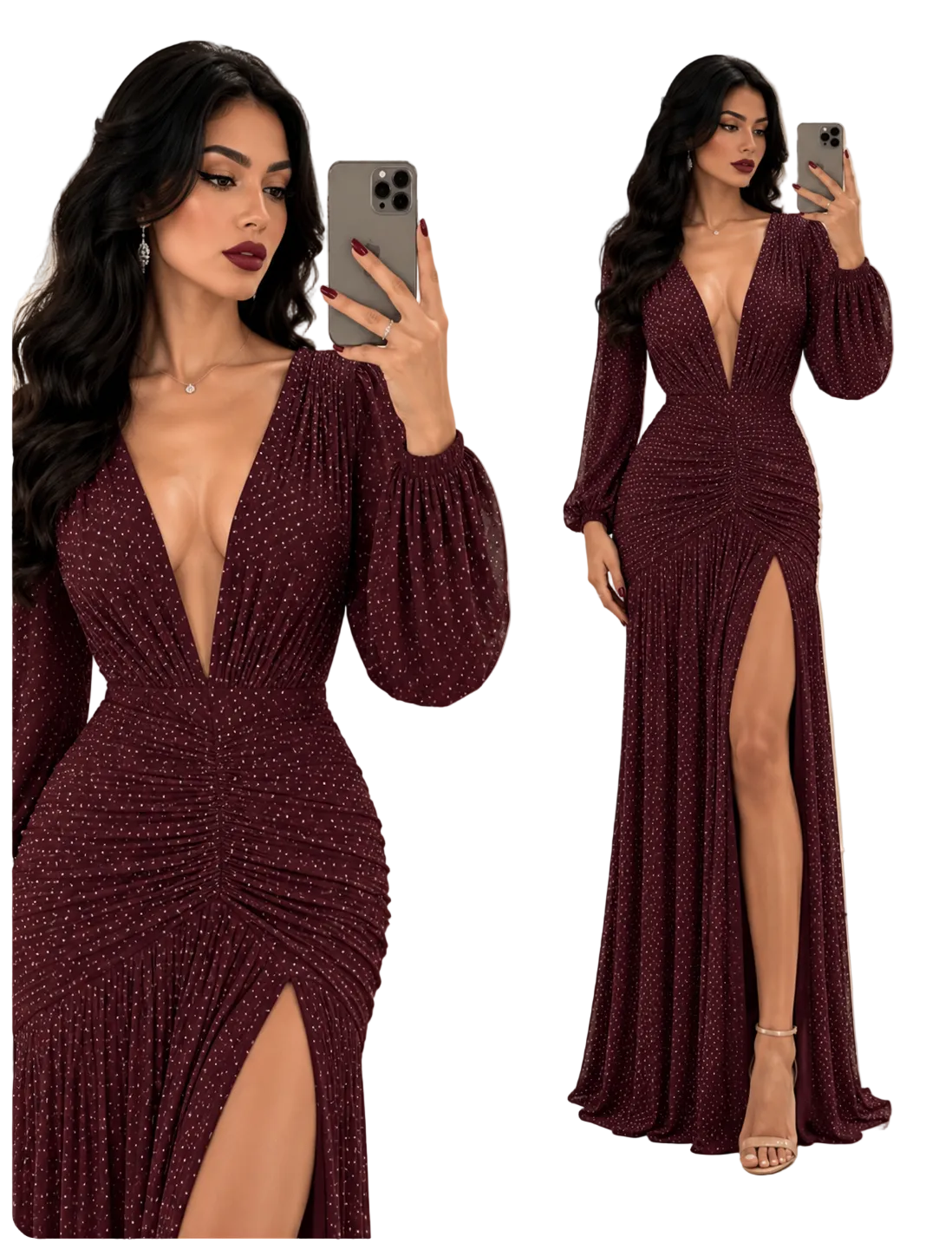 Vestido tinto pedrería ✨