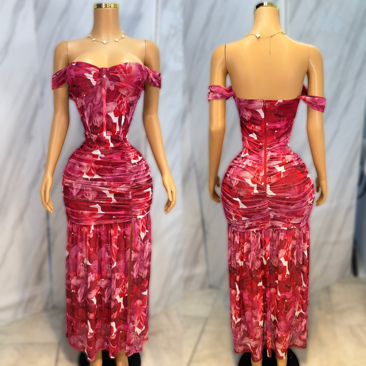 Vestido rosa multicolor mesh 🩷❤️🤍