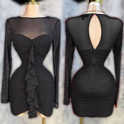 Vestido negro mesh pedrería 🖤